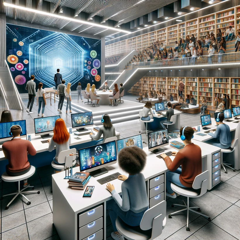 Espacio educativo del futuro con tecnología