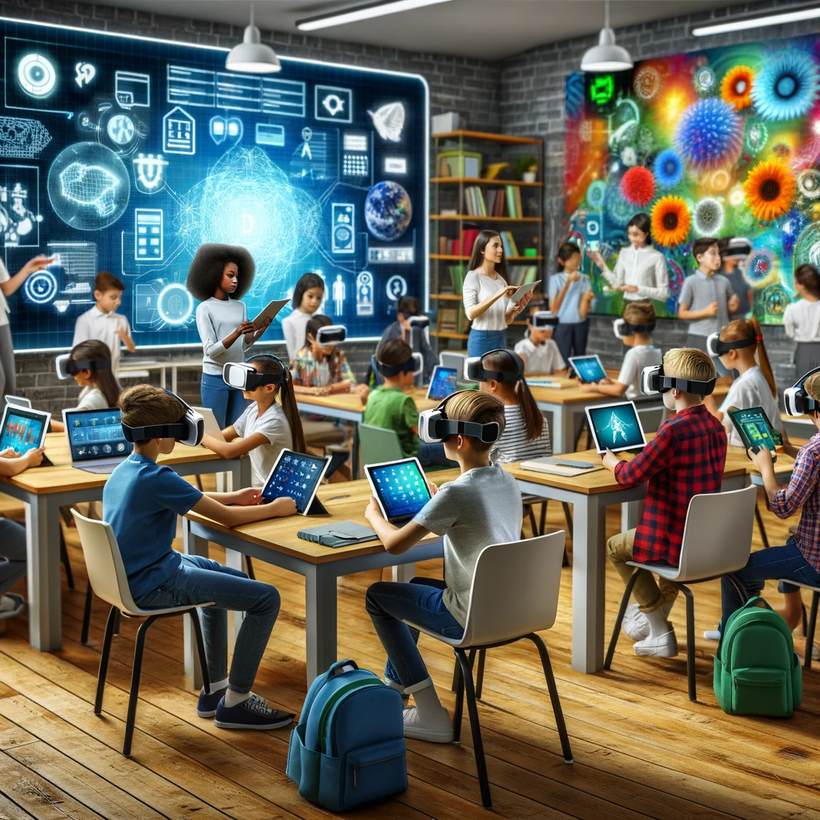 Aula con recursos digitales y realidad virtual